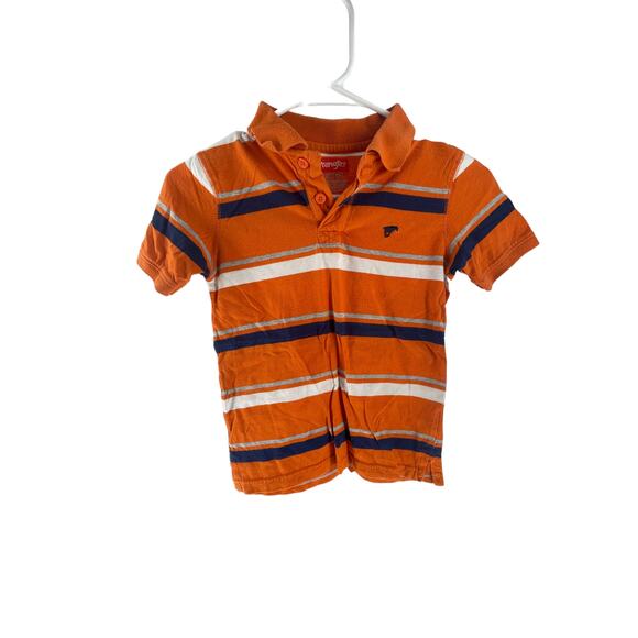 Wrangler Boys Orange Striped Short Sleeve Collared Polo Shirt Youth Small 6/7 - Picture 1 of 6